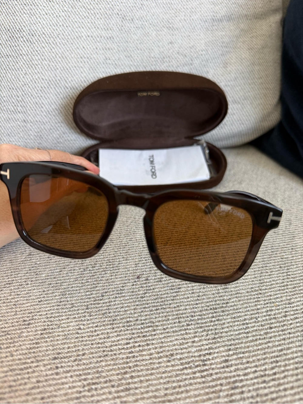 Tom Ford Brown Tortoiseshell Sunglasses with Amber Lenses